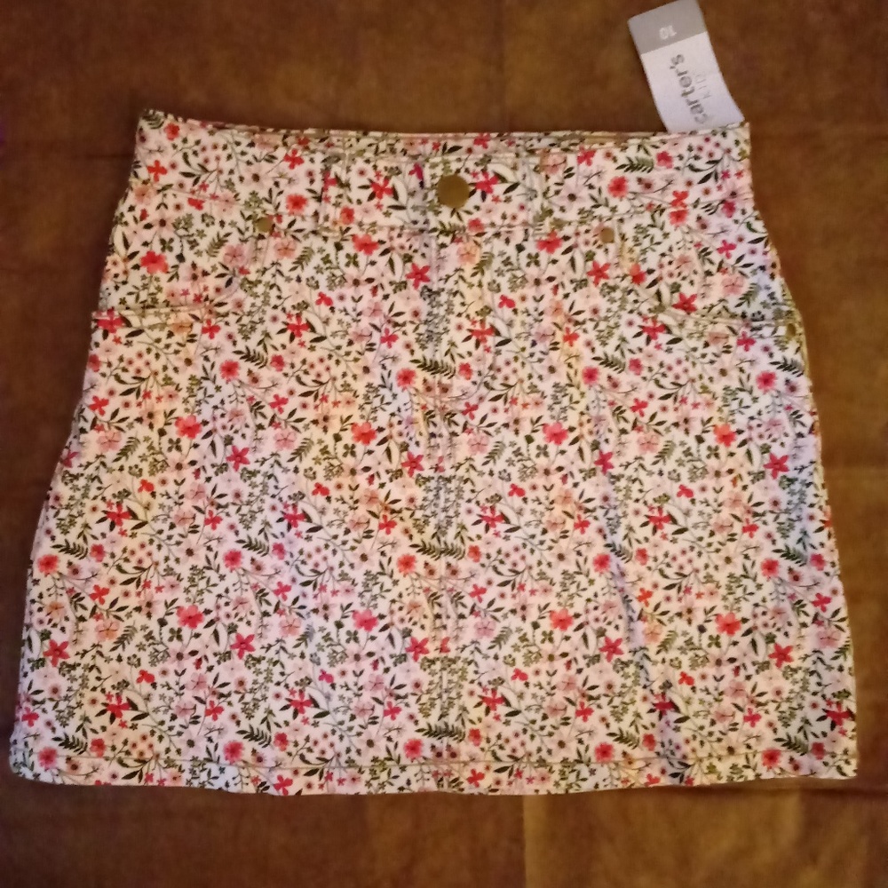 Carters Kid Flower Print Jean Skirt Size 10